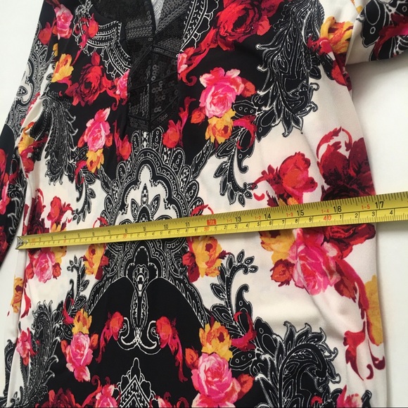 MJ Collections Women’s Size SP Floral Sequin Blouse Top Shirt Long Sleeve - Picture 9 of 12